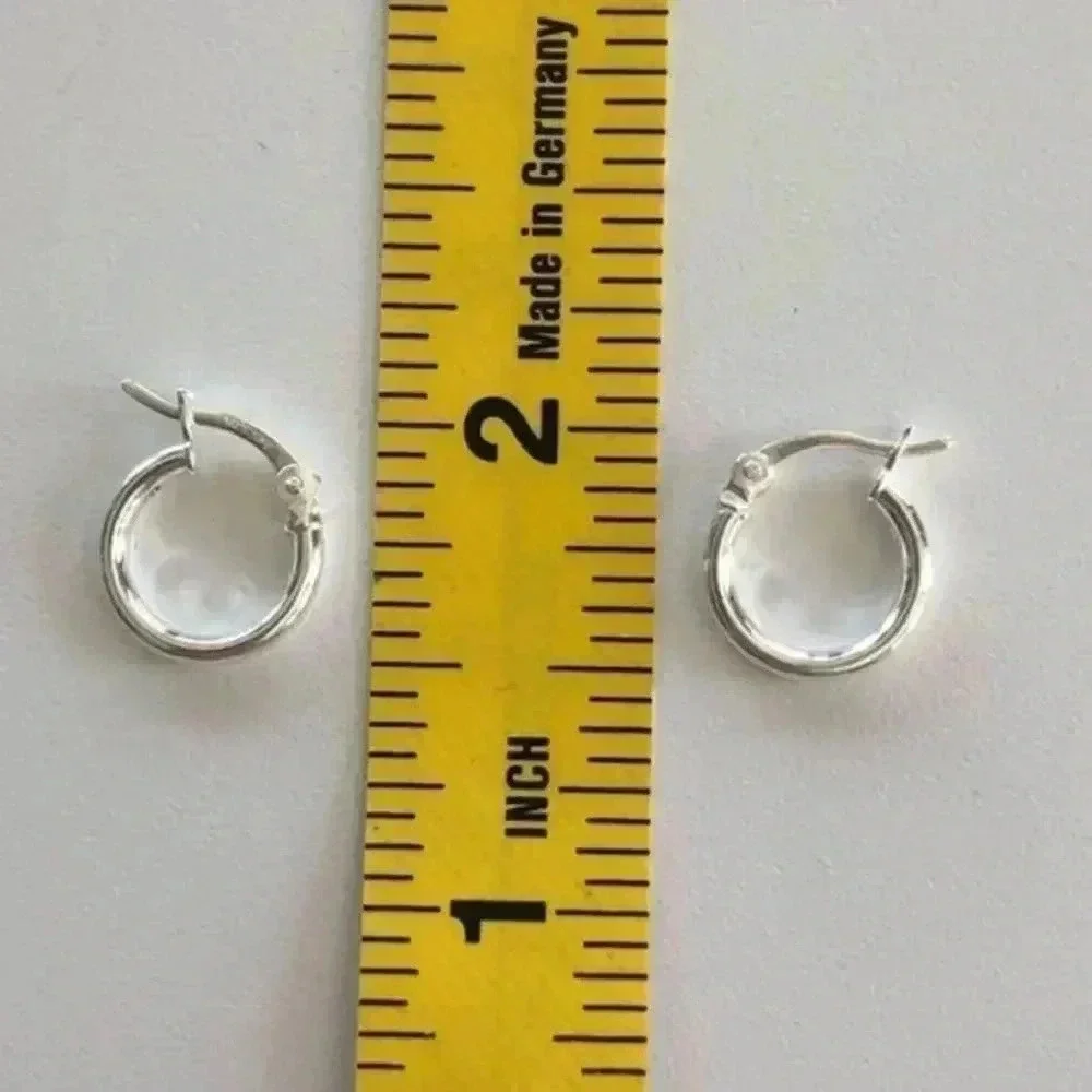 1/2 Inch Huggie Hoop 925 Sterling Silver Earrings NWT